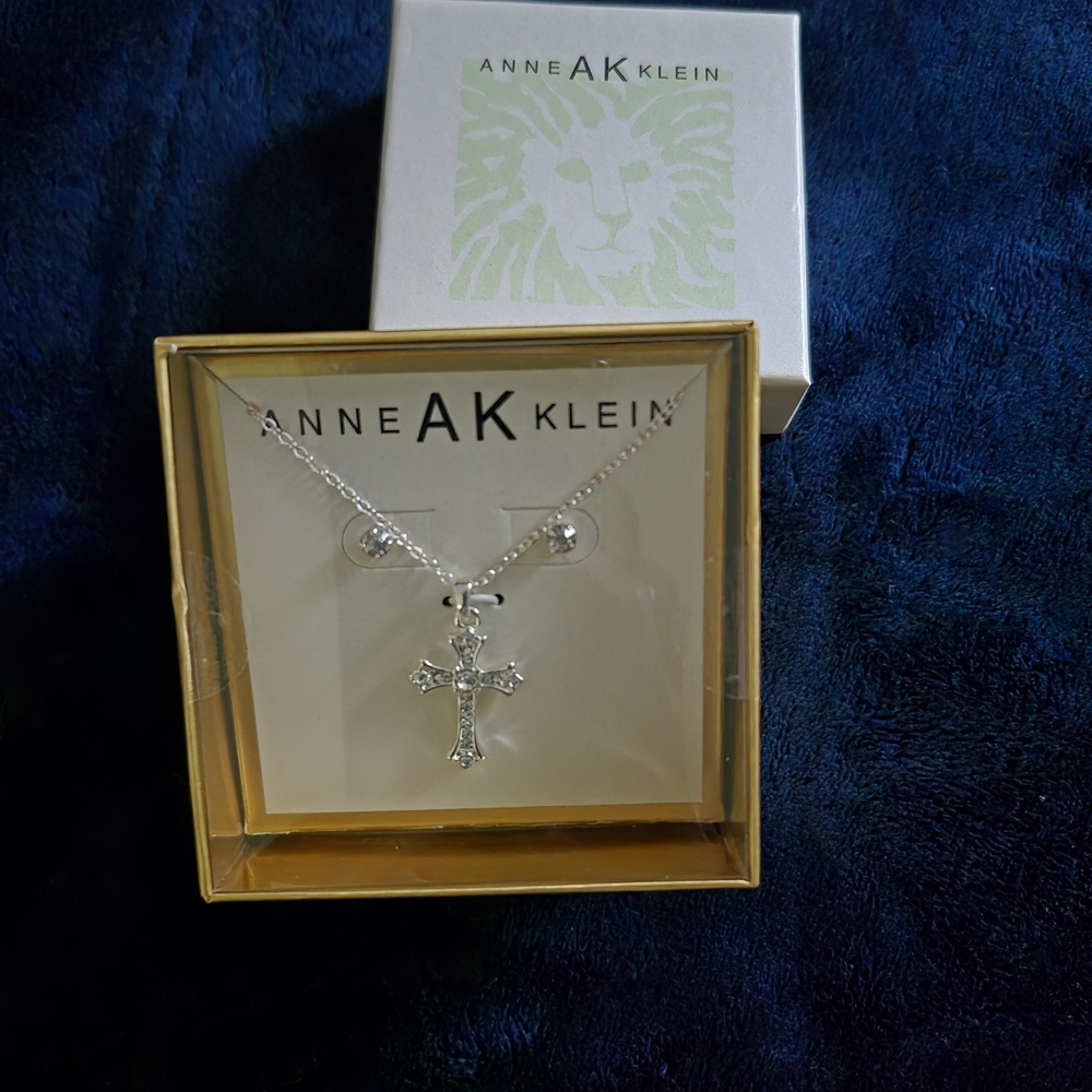 Anne Klein Silver Cross Pendant Necklace